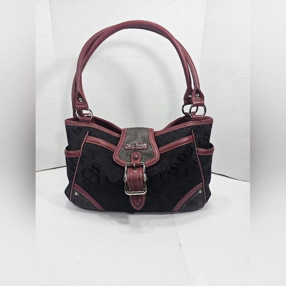 Sophia Caperelli.Stylish Black and Burgundy Handbag - Picture 1 of 16
